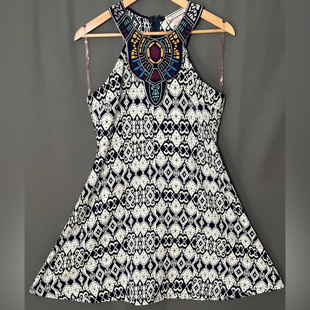 Flying Tomato L Colorful Tribal Embroidered Fit Flare Dress